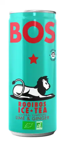 De Online Drogist BOS Rooibos Ice Tea Lime & Ginger Blikje 250ML aanbieding