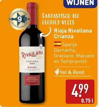 ALDI Rioja Rivallana Crianza aanbieding