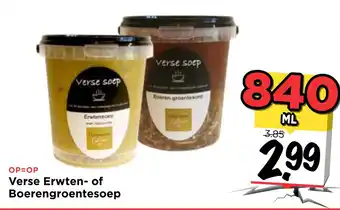 Vomar Voordeelmarkt Verse Erwten- of Boerengroentesoep 840ml aanbieding