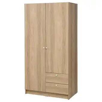 IKEA Vilhatten Kledingkast met 2 deuren en 2 lades, eikenpatroon, 98x57x190 cm aanbieding