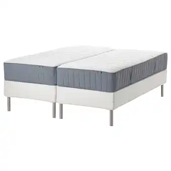 IKEA EspevÄr/vÅgstranda Lattenmatrasbodem met poten, wit/stevig/middelhard lichtblauw, 180x200 cm aanbieding
