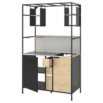 IKEA Äspinge Keukentje, zwart/essen, 120x60x202 cm aanbieding