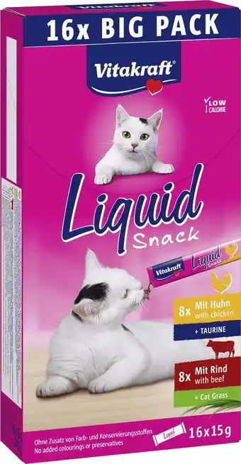 Intratuin Vitakraft kattensnack Liquid kip en rund 15 g 16 stuks aanbieding