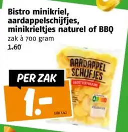 Poiesz Bistro minikriel, aardappelschijfjes, minikrieltjes naturel of BBQ aanbieding