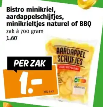 Poiesz Bistro minikriel, aardappelschijfjes, minikrieltjes naturel of BBQ aanbieding