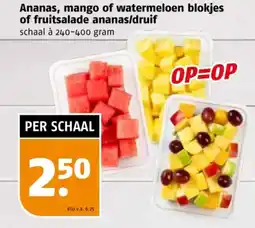 Poiesz Ananas, mango of watermeloen blokjes of fruitsalade ananas, druif aanbieding