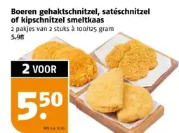Poiesz Boeren gehaktschnitzel, satéschnitzel of kipschnitzel smeltkaas aanbieding