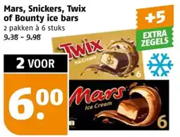 Poiesz Mars, Snickers, Twix of Bounty ice bars aanbieding