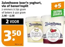 Poiesz Zuivelhoeve boer'n yoghurt, vla of banan'nsplit aanbieding