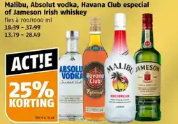 Poiesz Malibu, Absolut vodka, Havana Club especial of Jameson Irish whiskey aanbieding