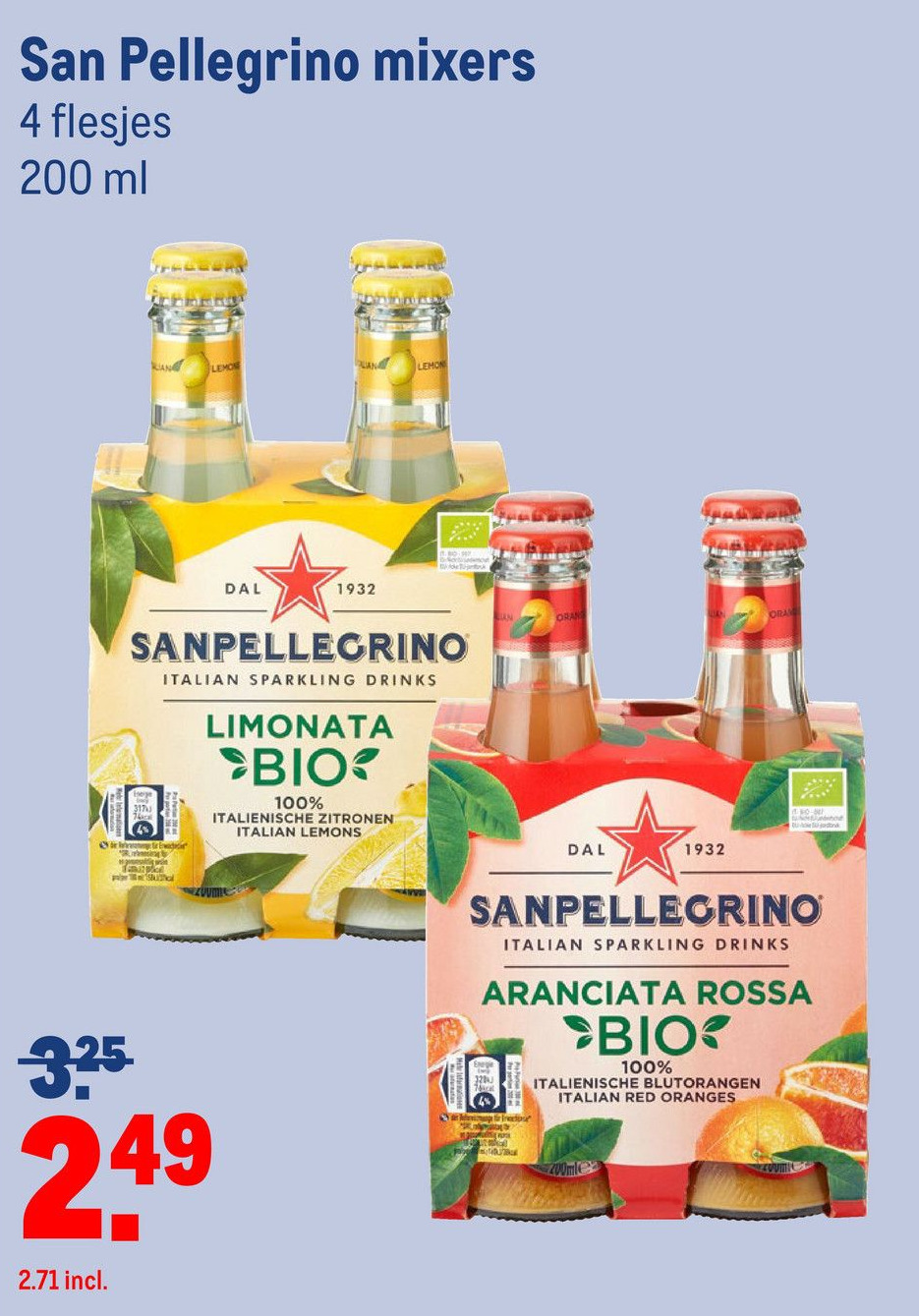 San Pellegrino mixers 4 flesjes aanbieding bij Makro