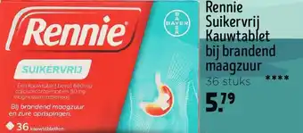 Jumbo Rennie Suikervrij Kauwtablet bij brandend maagzuur 36 stuks aanbieding