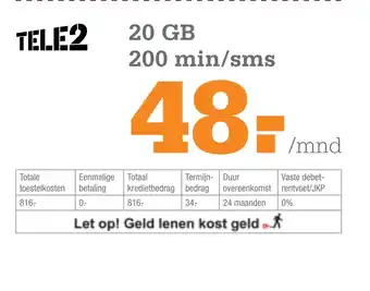 Telecombinatie iPhone 13 128 GB Tele2 aanbieding