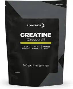 Amazon Body&Fit Creatine - Creapure (best creatine worldwide) Naturel (Smaakloos) 500 gram (147 doseringen) aanbieding