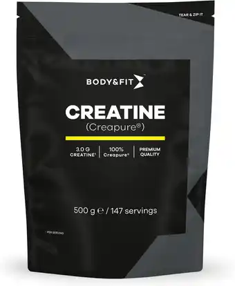 Amazon Body&Fit Creatine - Creapure (best creatine worldwide) Naturel (Smaakloos) 500 gram (147 doseringen) aanbieding