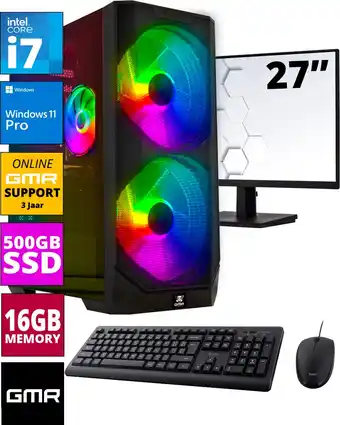 Bol.com Intel Compleet PC SET 27 | Intel Core i7 | 16 GB RAM | 500 GB SSD | Windows 11 Pro aanbieding