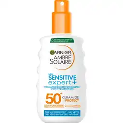 Etos Garnier Ambre Solaire Sensitive Expert Hypoallergene Zonnebrand Spray SPF50 150 ML aanbieding