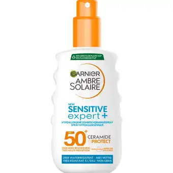 Etos Garnier Ambre Solaire Sensitive Expert Hypoallergene Zonnebrand Spray SPF50 150 ML aanbieding