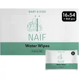Etos Naïf Plasticvrije Water Billendoekjes 16x54 stuks aanbieding