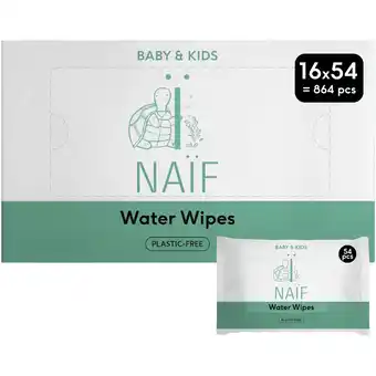 Etos Naïf Plasticvrije Water Billendoekjes 16x54 stuks aanbieding