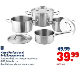 Makro Metro Professional 4-delige pannenset Steelpan aanbieding