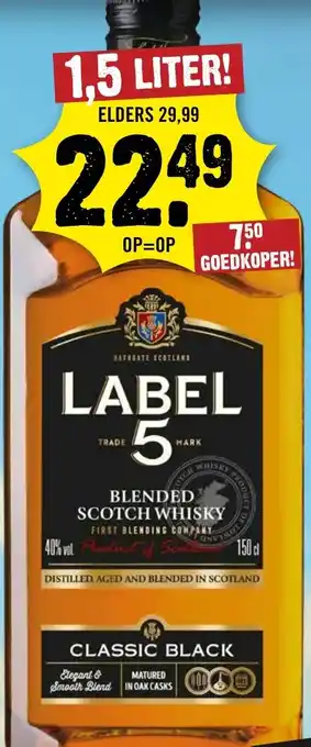 Dirck 3 LABEL 5 BLENDED WHISKY SCOTCH WHISKY aanbieding