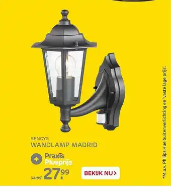 Praxis Tuincentrum Sencys Wandlamp Madrid aanbieding