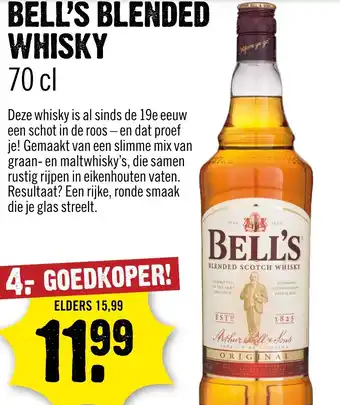 Dirck 3 BELL'S BLENDED WHISKY aanbieding