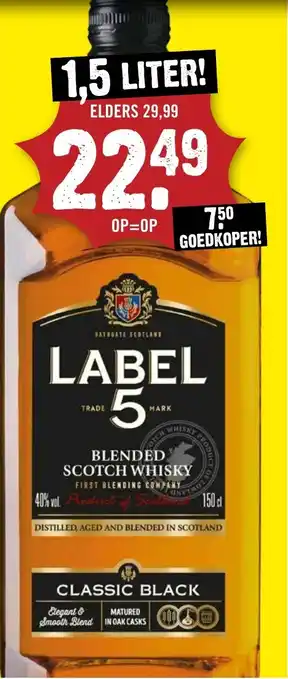 Dirck 3 LABEL 5 BLENDED SCOTCH WHISKY aanbieding