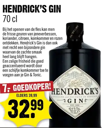 Dirck 3 HENDRICK'S GIN aanbieding