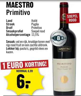 Dirck 3 MAESTRO Primitivo aanbieding