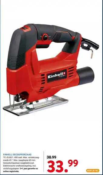 Kluswijs Einhell decoupeerzaag aanbieding