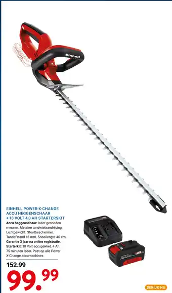 Kluswijs Einhell Power X change accu Heggenschaar +18 volt 4,0 AH starterskit aanbieding