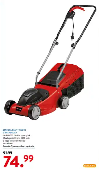 Kluswijs Einhell elektrische grasmaaier aanbieding
