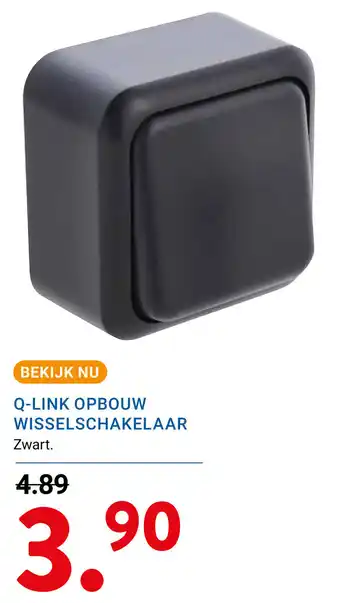 Kluswijs Q Link Opbouw Wisselschakelaar Zwart aanbieding