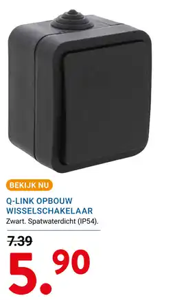 Kluswijs Q Link Opbouw wisselschakelaar Zwart, Spatwaterdicht aanbieding