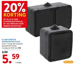 Kluswijs Q Link Opbouw wandcontactdoos Zwart aanbieding