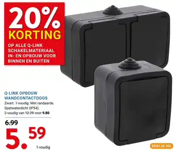 Kluswijs Q Link Opbouw wandcontactdoos Zwart aanbieding