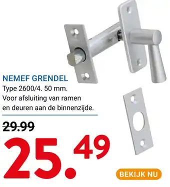Kluswijs Nemef grendel aanbieding