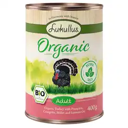 Zooplus 6 x 400 g Lukullus Organic Adult Kalkoen (Glutenvrij) Honden Natvoer aanbieding