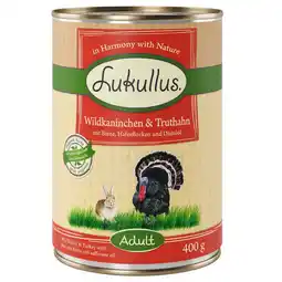 Zooplus 6 x 400 g Lukullus Organic Adult Wild Konijn & Kalkoen aanbieding