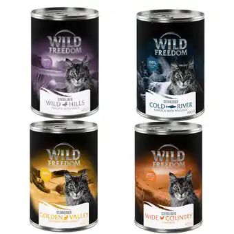 Zooplus 6 x 400 g Wild Freedom - Sterilised Mixpakket: 2x Pure Kip, 2x Zeezalm, 1x Konijn, 1x Eend aanbieding