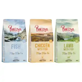 Zooplus 400g Purizon Kattenvoer Adult Vis + Adult Kip & Vis + Adult Lam & Vis aanbieding