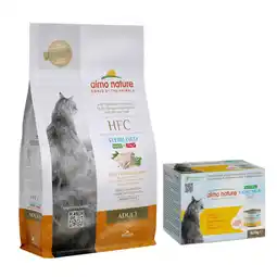 Zooplus 1,2 kg Almo Nature HFC Adult Sterilised Kip droogvoer + Almo Nature HFC Natural Light Kip 4 x 50 g aanbieding