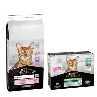 Zooplus 1,4 kg / 7 kg / 10 kg / 14 kg PURINA PRO PLAN + 10 x 85 g Sterilised Adult Maintenance gratis! aanbieding