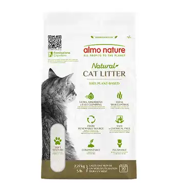 Zooplus 15 % korting Almo Nature kattenbakvullling zachte textuur 2,27 kg en 4,54 kg aanbieding