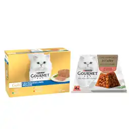Zooplus 96 x 85 g Gourmet Gold natvoer +8 x 57 g Gourmet Revelations Fine Cuts Zalm in gelei natvoer gratis! aanbieding