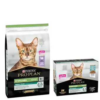Zooplus 1,4 kg / 7 kg / 10 kg / 14 kg PURINA PRO PLAN + 10 x 85 g Sterilised Adult Maintenance gratis! aanbieding