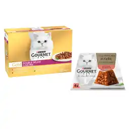 Zooplus 96 x 85 g Gourmet Gold natvoer +8 x 57 g Gourmet Revelations Fine Cuts Zalm in gelei natvoer gratis! aanbieding