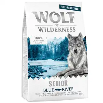 Zooplus 4kg Wolf of Wilderness - Senior Blue River Scharrelkip & Zalm aanbieding